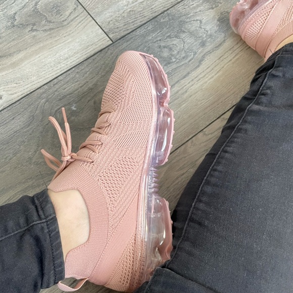 New Muave Color Lace-Up Knitted Bubble Sneakers - Picture 2 of 4